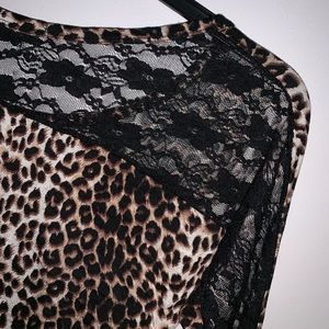 Leopard Blouse with Lace